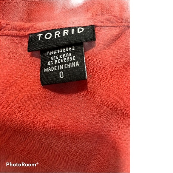 Torrid spaghetti strap tie bow texture top size 0 torrid 12 plus orange. - Picture 8 of 8